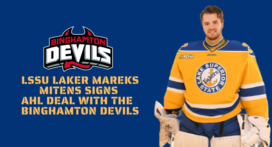 LSSU Laker Mareks Mitens Signs AHL Deal with the Binghamton Devils
