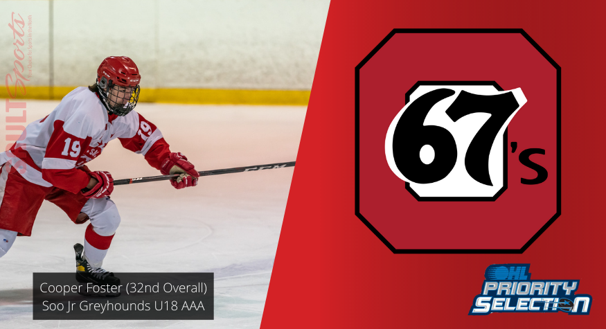 Soo U18 Greyhound Cooper Foster Headed to Nation’s Capital, Selected 32nd Overall by 67’s