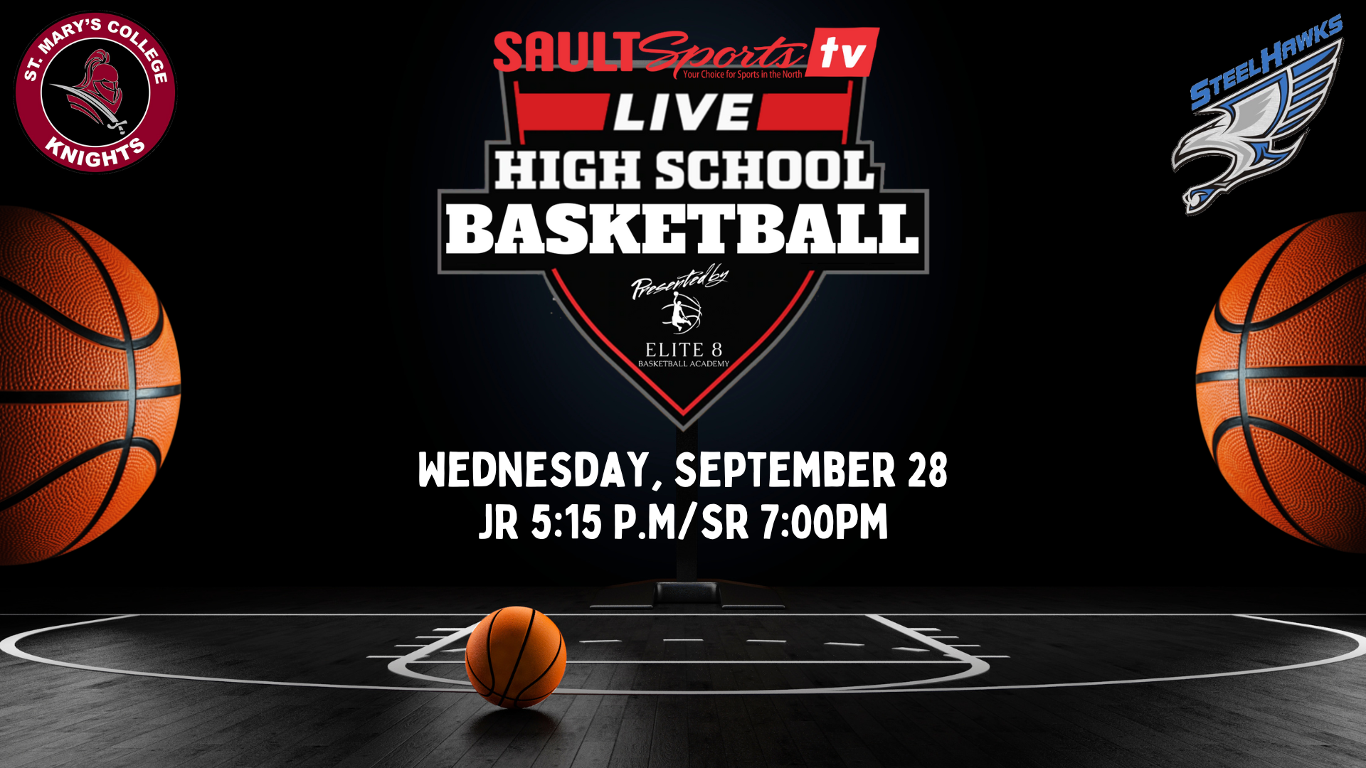 SAULTSPORTS TV LIVE | St Mary’s Knights @ Superior Heights Steelhawks Basketball