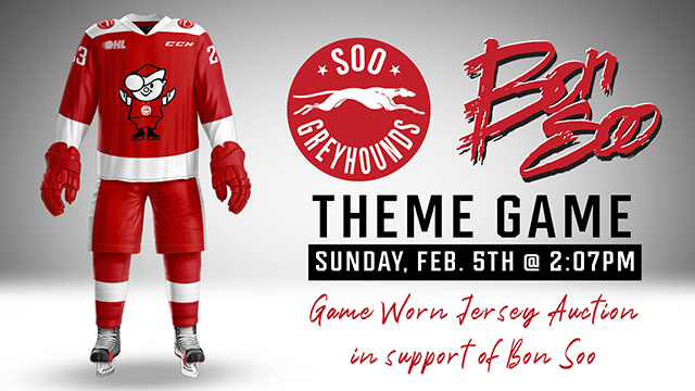 Soo Greyhounds Partner with Bon Soo Winter Carnival with Bon Soo Theme game on February 5, 2023
