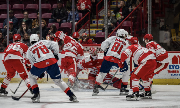 Greyhounds Fall to the Spitfires on the Road in Windsor