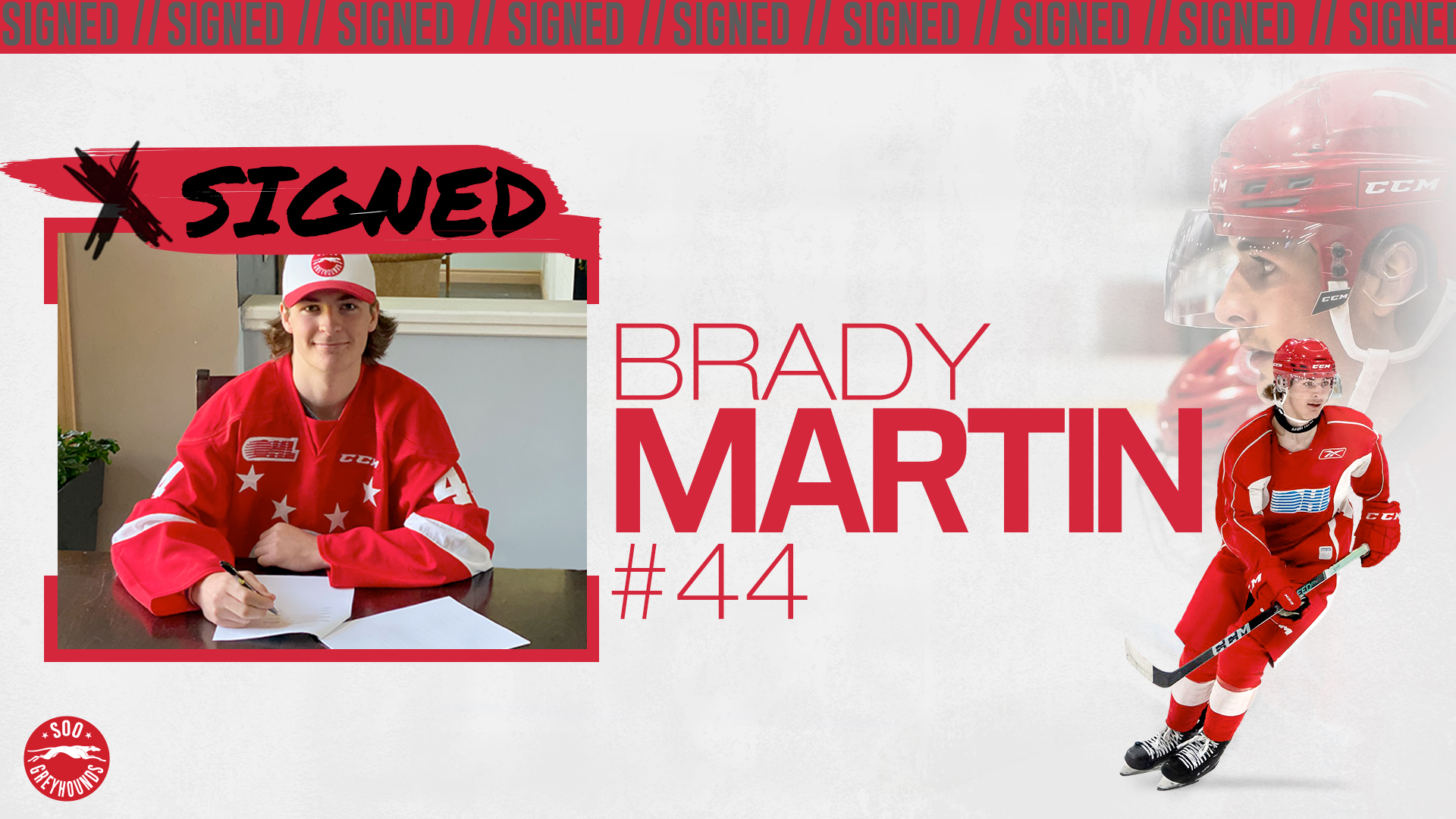 Brady Martin Commits to OHL Standard Player Agreement with the Soo Greyhounds