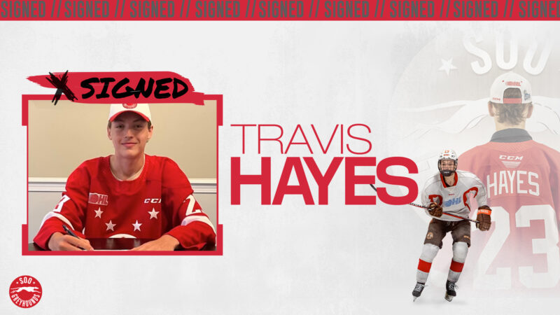 Soo Greyhounds Receive Commitment from Second Round Selection Travis Hayes for the 2023/24 OHL Season