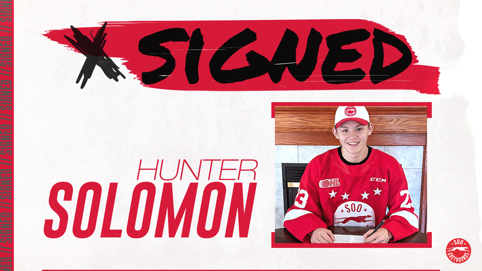 Guelph, Ontario’s Hunter Solomon Signs with the Soo Greyhounds