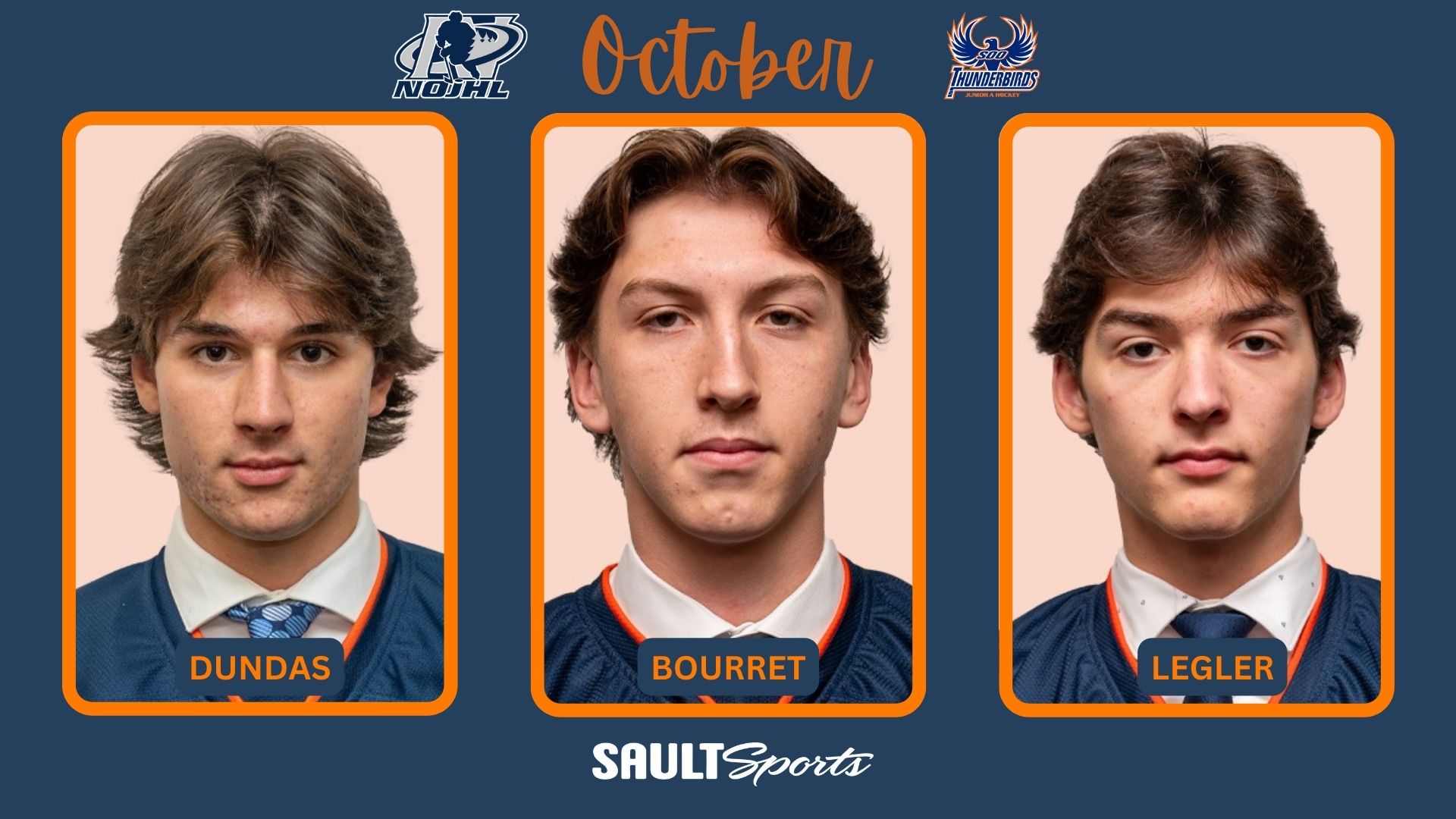 Thunderbirds Bourret, Legler, & Dundas Among NOJHL October Players of the Month