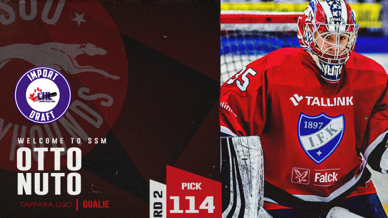 Otto Nuto Selected by the Soo Greyhounds with the 114th Selection in the 2024 CHL Import Draft