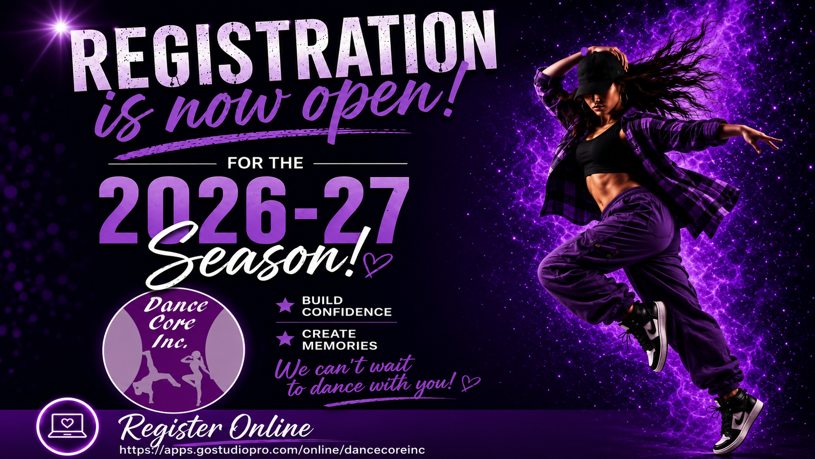 Register Today for the 2026 – 2027 Dance Core Inc Season