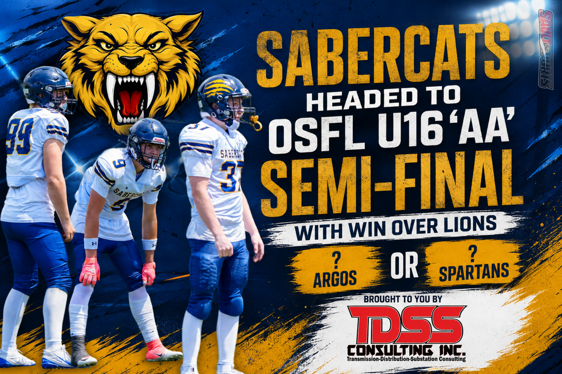 Sabercats Upset Top-Seeded York to Advance to OSFL U16 ‘AA’ Sandy Rucksthul Semi-Final