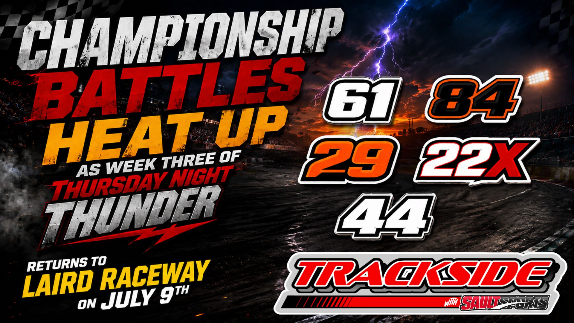 Championship Battles Heat Up as Week Three of Thursday Night Thunder Returns to Laird Raceway on July 9th