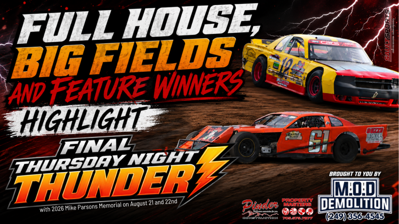 Full House, Big Fields and Feature Winners Highlight Final Thursday Night Thunder