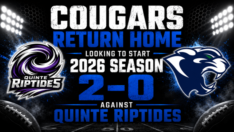 Sault College Cougars Return Home Looking to Start 2026 Season 2-0 Against Quinte Riptides