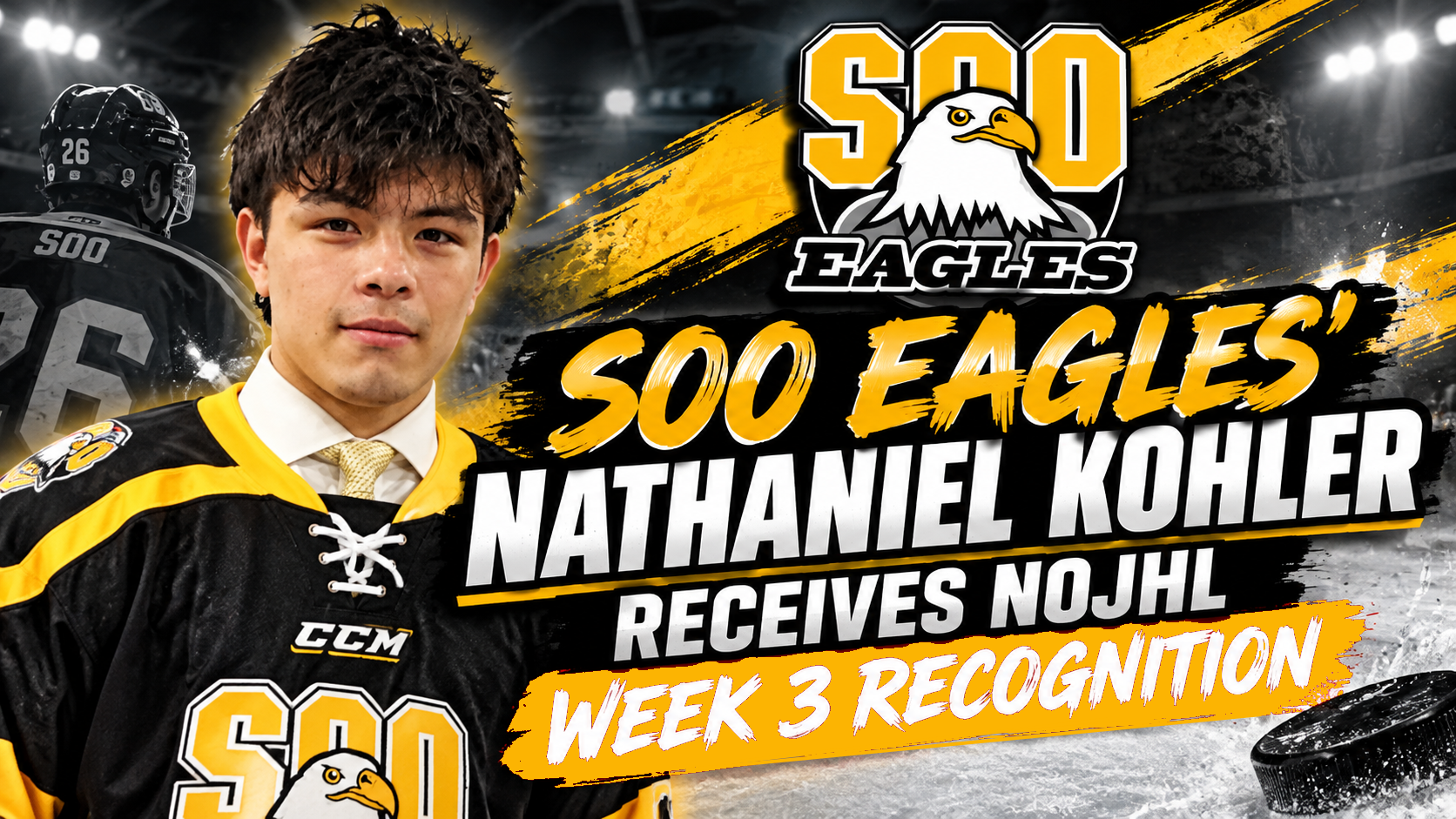 Soo Eagles’ Nathaniel Kohler Receives NOJHL Week 3 Recognition