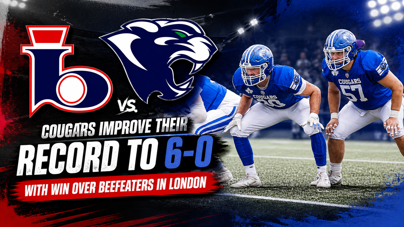 Cougars Improve Their Record to 6-0 with Win Over Beefeaters in London