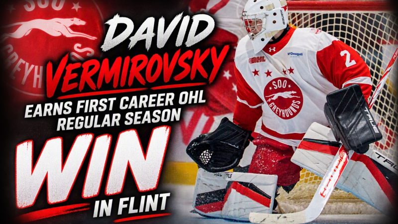 Greyhounds’ David Vermirovsky Earns First Career OHL Regular Season Win in Flint