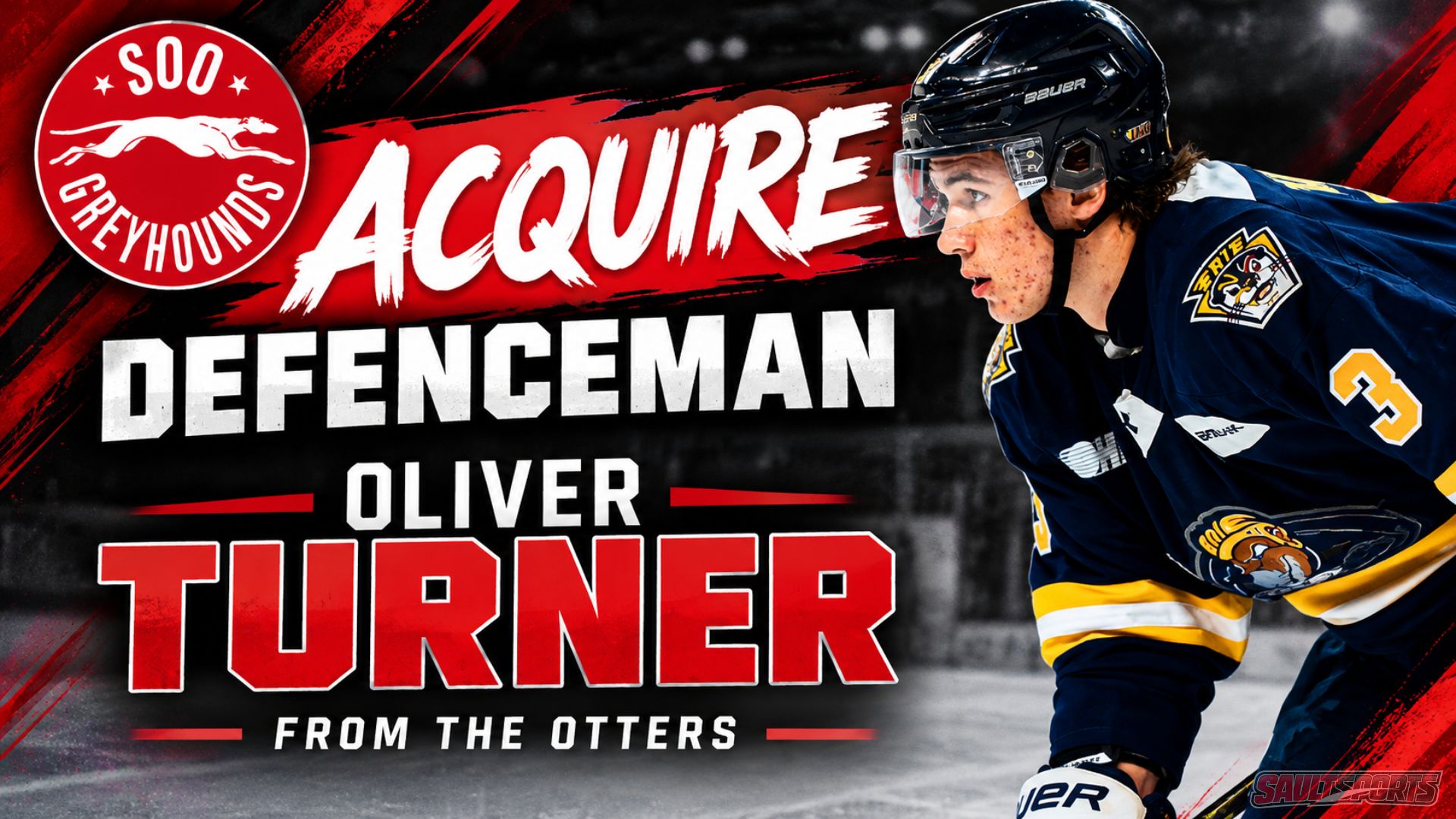 Greyhounds Acquired 19-year old Blueliner Oliver Turner via Waiver from the Erie Otters