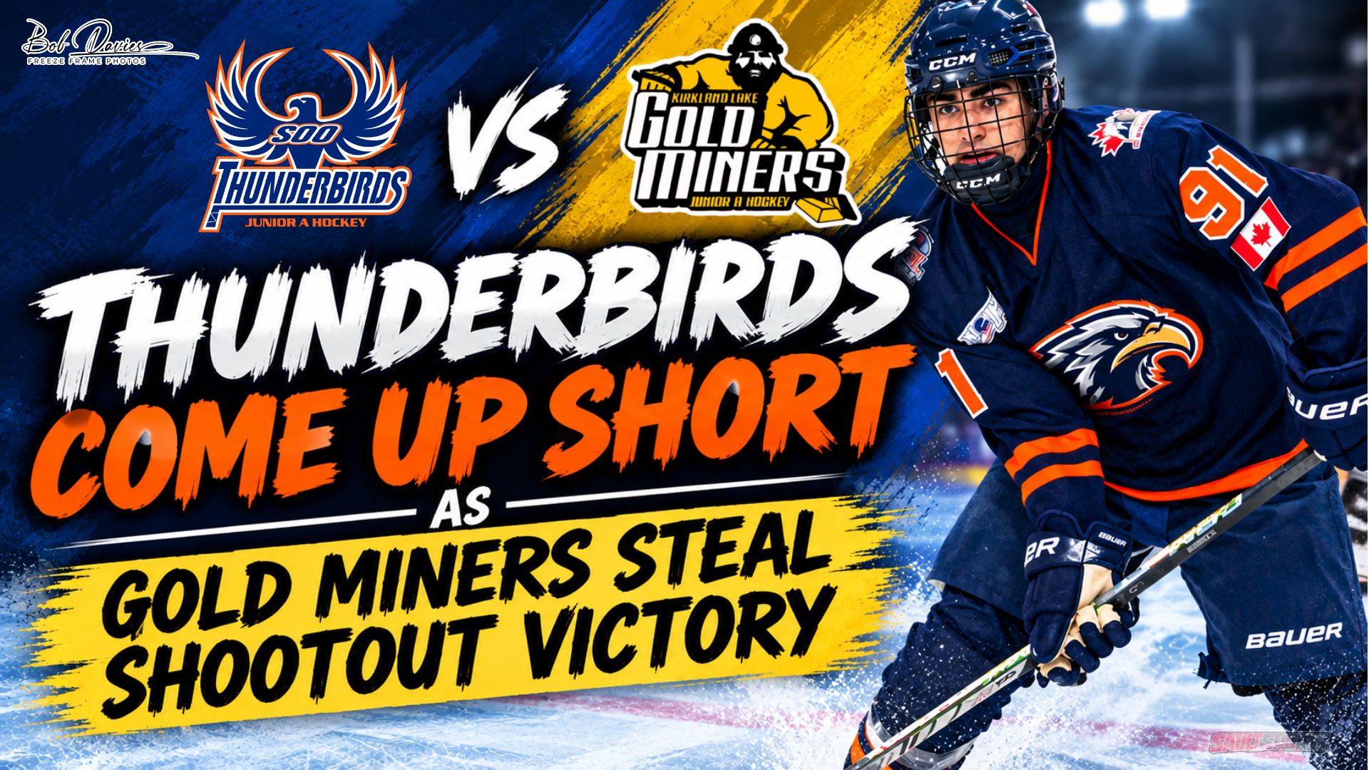 Thunderbirds Come Up Short as Gold Miners Steal Shootout Victory in Sault Ste Marie