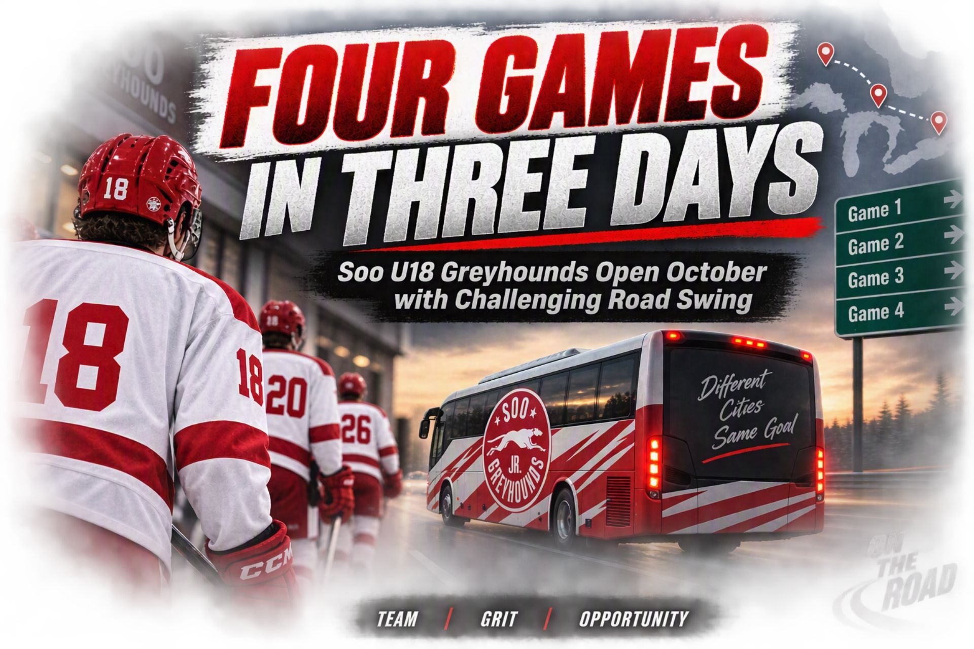 Preview: Four Games in Three Days: Soo U18 Greyhounds Open October with Challenging Road Swing
